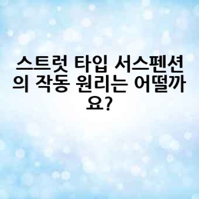 스트럿 타입 서스펜션, 무엇이고 어떻게 작동하며 어떤 차량에 적합할까요?