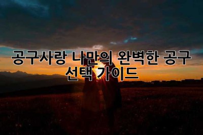 공구사랑: 나만의 완벽한 공구 선택 가이드